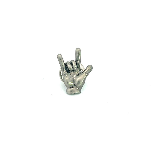 I Love You American Sign Language Pin | Antique Silver