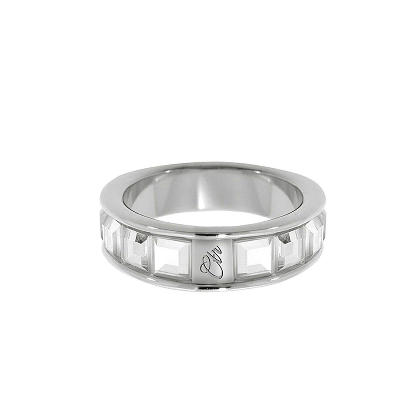 Glimmer Stainless Steel CTR Ring with Cubic Zirconia Inlay