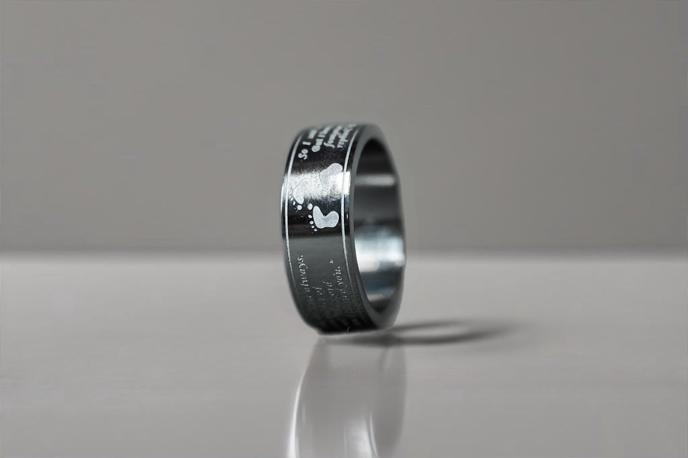 Footprints Stainless Steel Ring