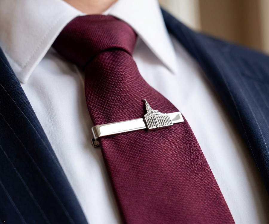 Nauvoo Temple Tie Bar | Antique Silver