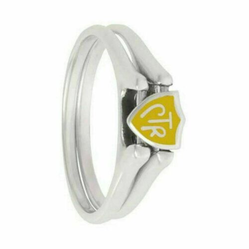 J62Y Mormon LDS Unisex CTR Ring Sterling Silver Flip Yellow Handmade One Moment in Time