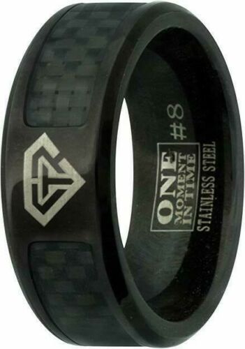 Super CTR Black Stainless Steel Ring with Black Carbon Fiber Inlay