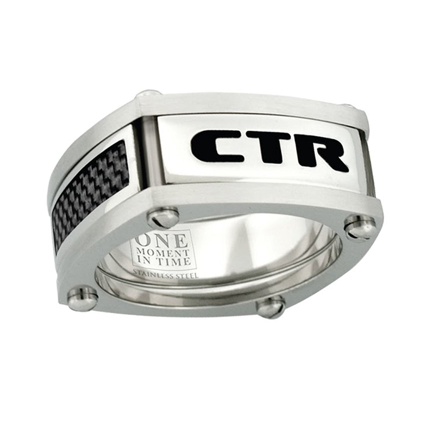 J136 CTR Ring Stainless Steel w/Black Carbon fiber Formula 1