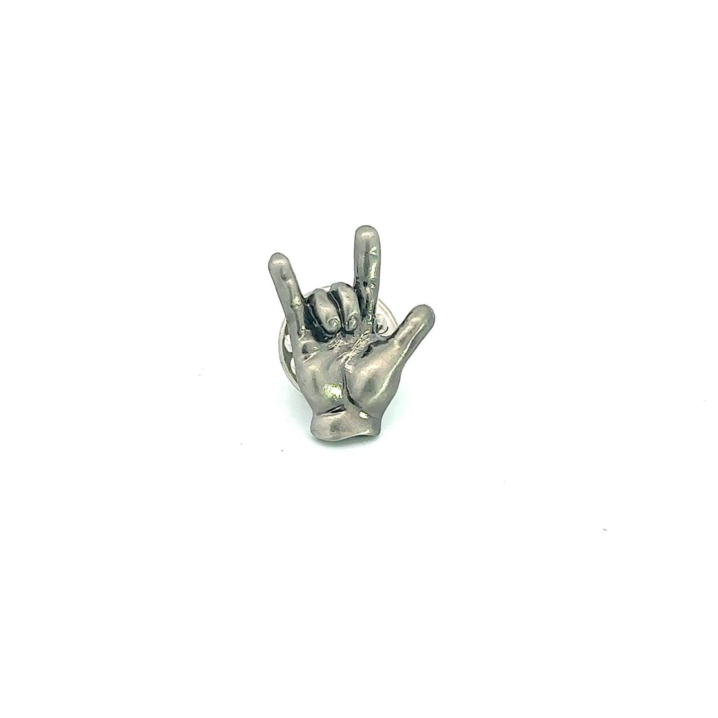 I Love You American Sign Language Pin | Antique Silver