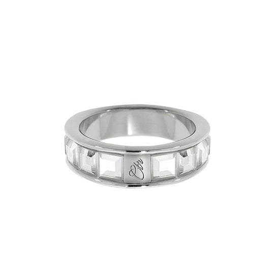 Glimmer Stainless Steel CTR Ring with Cubic Zirconia Inlay