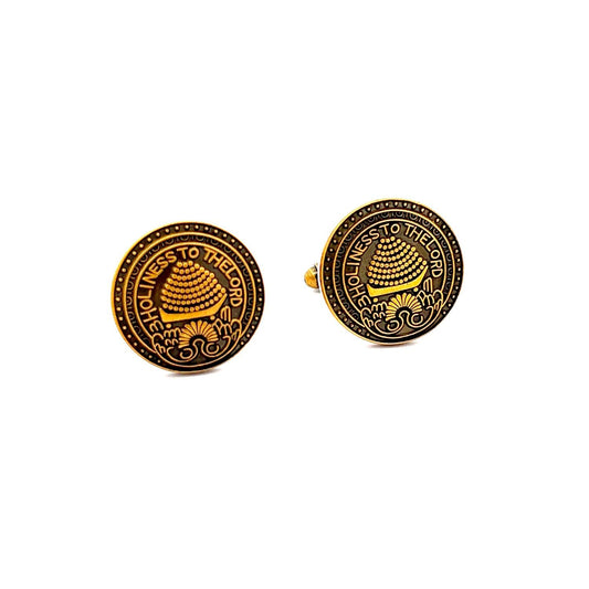 Salt Lake Temple Doorknob Cufflinks | Antique Gold