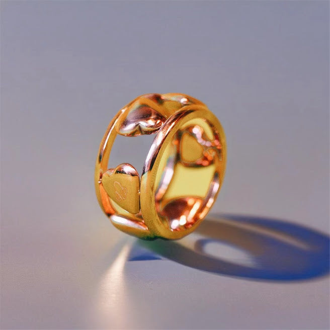 6ix Hearts Rose Gold Stainless Steel CTR Ring