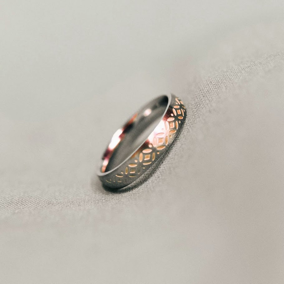 Solstice Stainless Steel CTR Ring with Rose Gold Inlay 