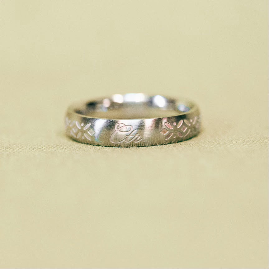 Solstice Stainless Steel CTR Ring with Rose Gold Inlay 
