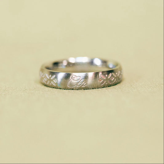 Solstice Stainless Steel CTR Ring with Rose Gold Inlay 