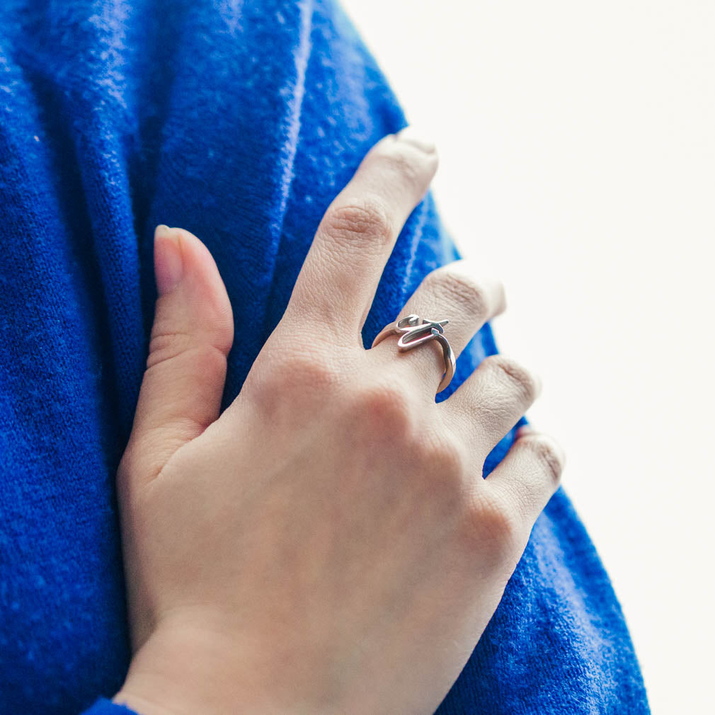 Modern Cursive Stainless Steel CTR Ring