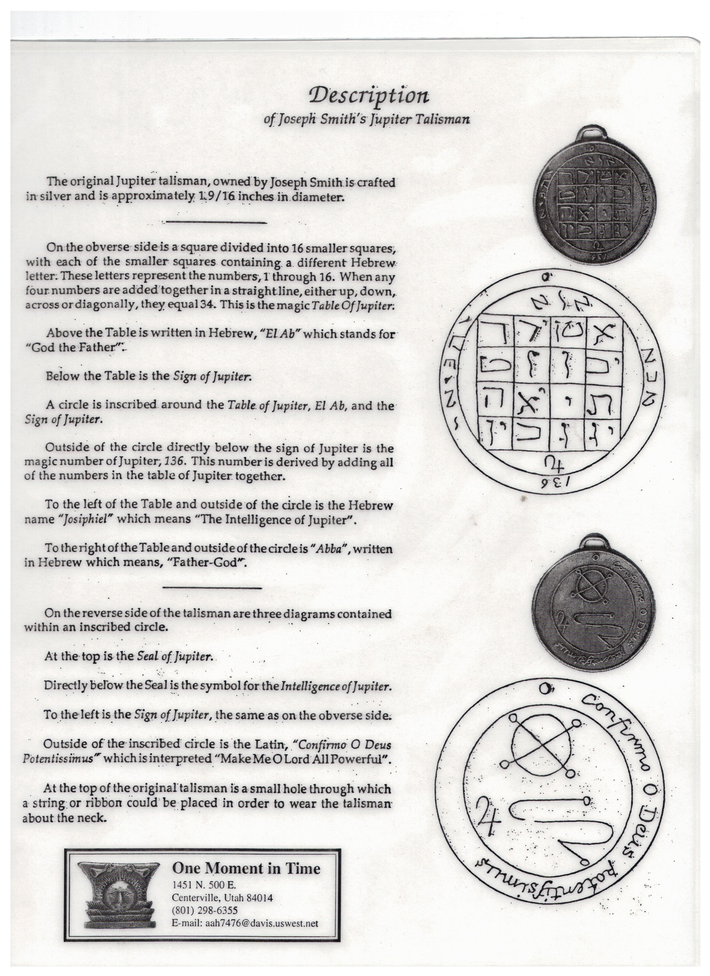 Joseph Smith Jupiter Talisman | Antique Silver