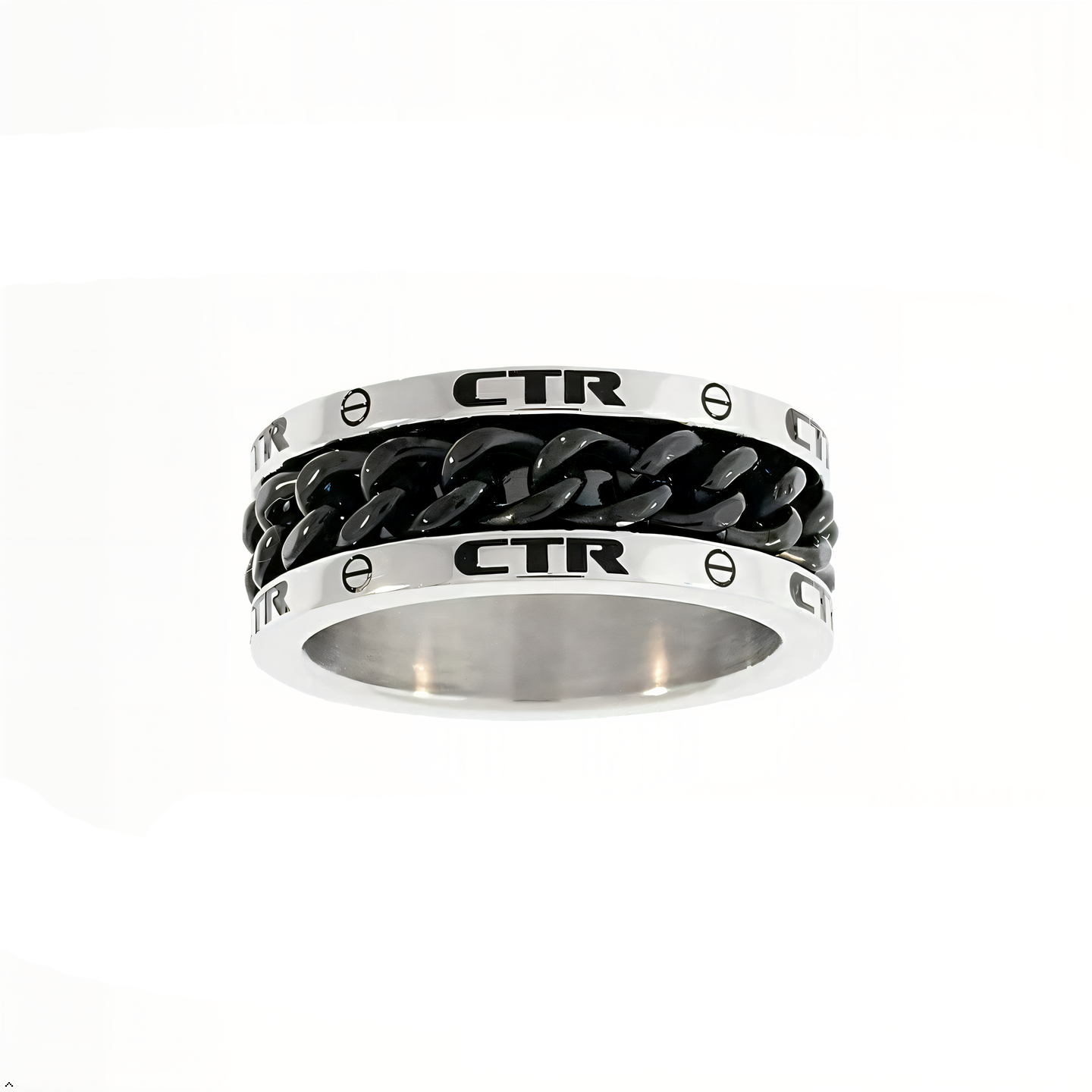 Lynx Stainless Steel CTR Ring with Black Spinner Chain