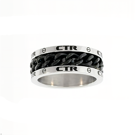 Lynx Stainless Steel CTR Ring with Black Spinner Chain