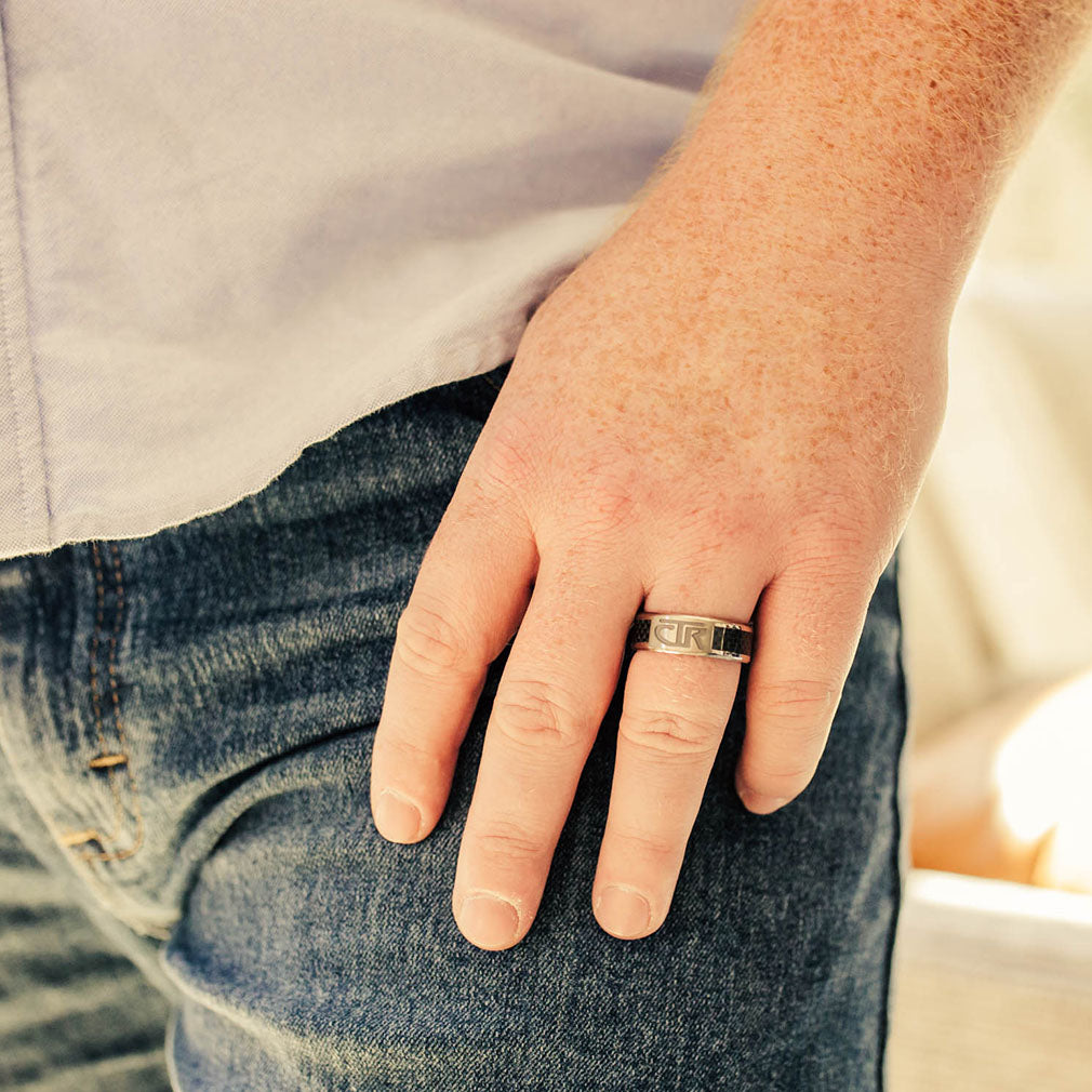 Titan Titanium CTR Ring with Black Carbon Fiber Inlay