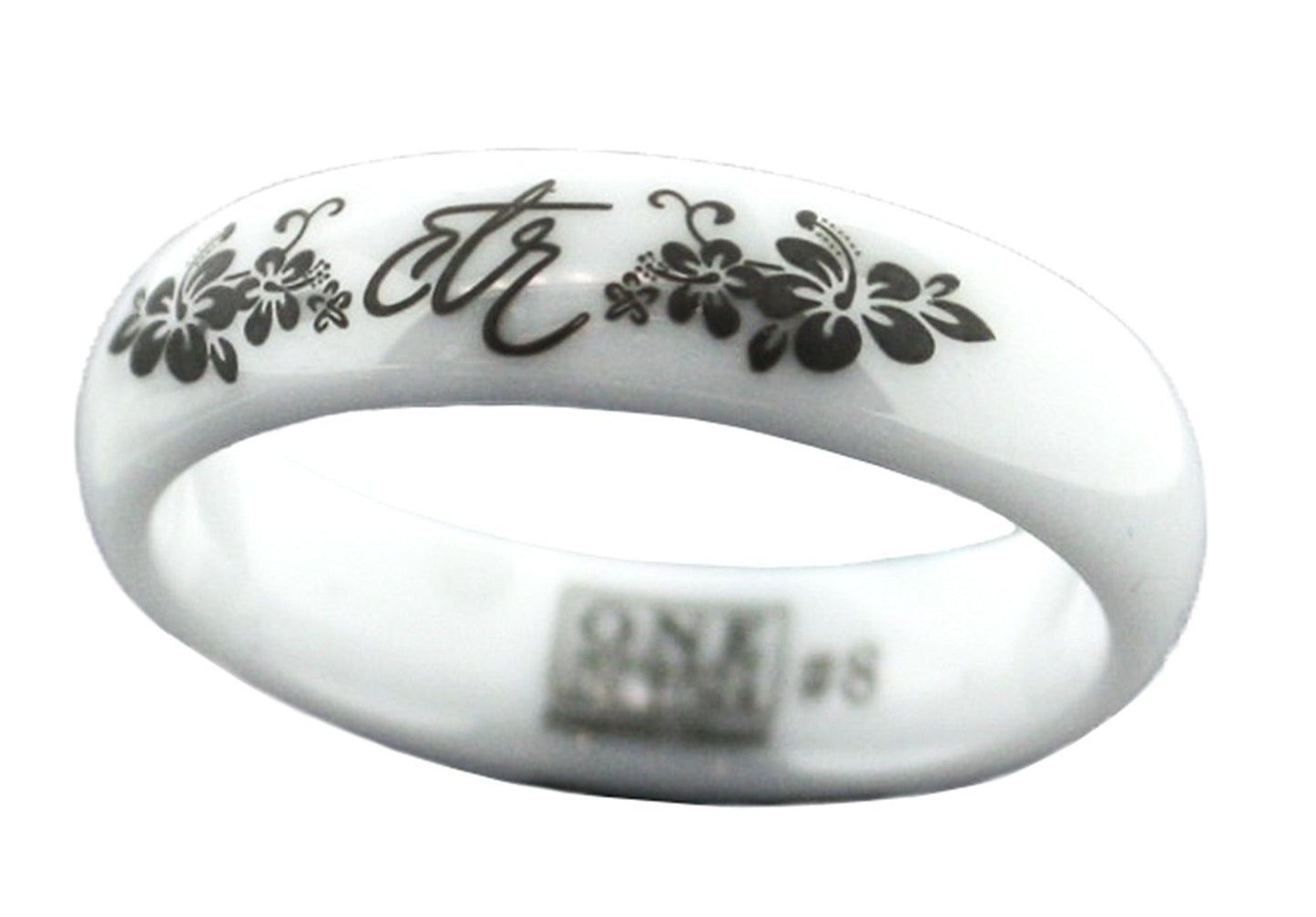 J128 Heavenly Flower White Diamond Ceramic CTR Ring 
