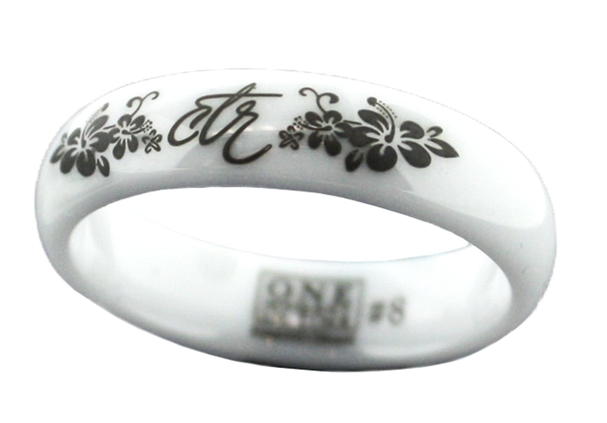 J128 Heavenly Flower White Diamond Ceramic CTR Ring 