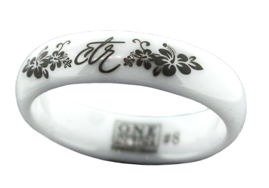 J128 Heavenly Flower White Diamond Ceramic CTR Ring 