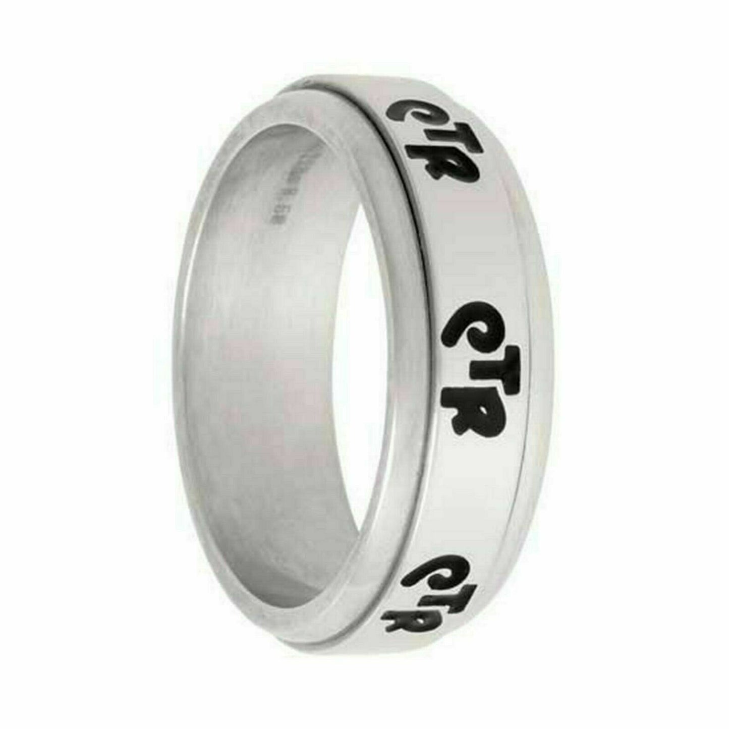 J59N Mormon LDS Unisex CTR Ring Spinner Narrow Handmade Stainless Steel One Moment In Time