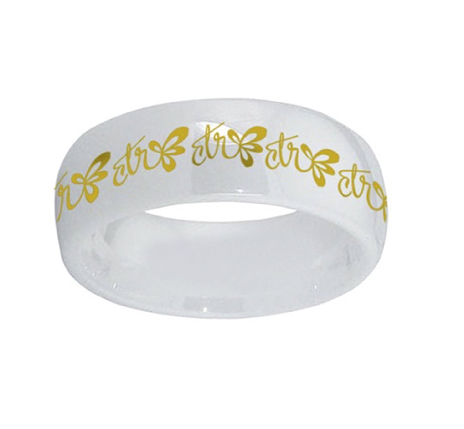 J157 Halo CTR Ring White Ceramic Halo Gold Tone Inlay