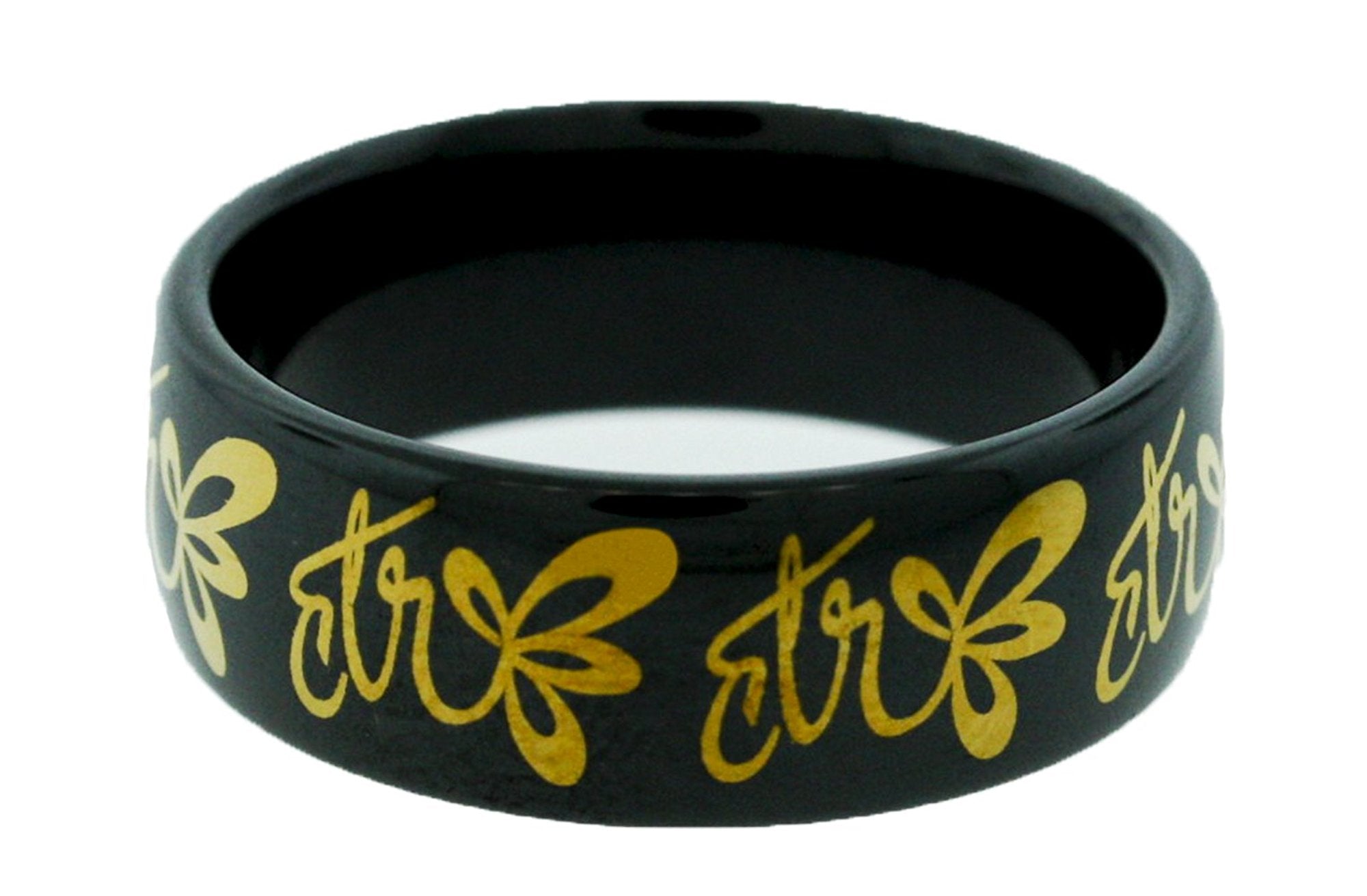 J155 Mormon LDS Unisex CTR Ring Eclipse Black Diamond Ceramic Gold One ...