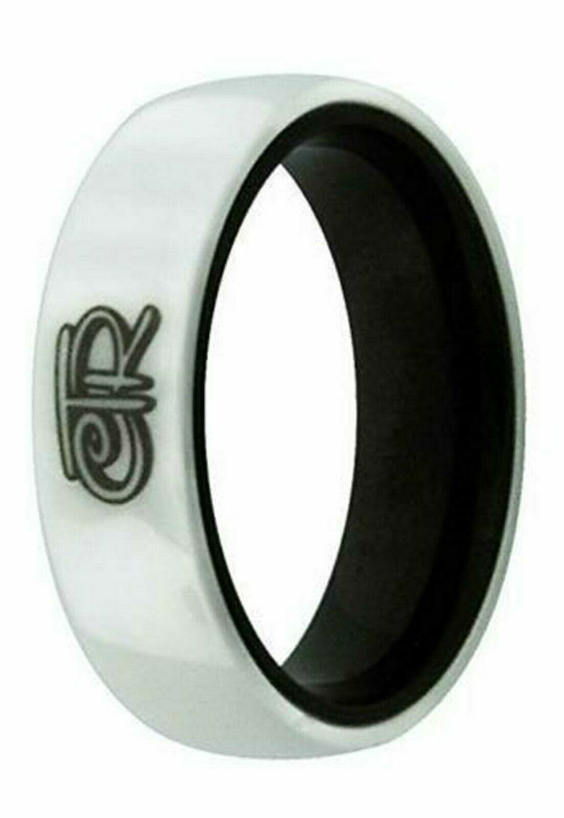 J196 Mormon LDS Unisex CTR Ring White Ceramic & Aluminum Size 5 - 8 One Moment in Time