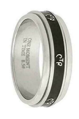 J37 Mormon LDS Unisex CTR Ring Wide Black Stainless Steel Size 4- 10 One Moment In Time