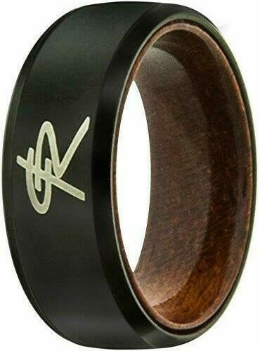 Black Magic Tungsten CTR Ring with Wood Sleeve