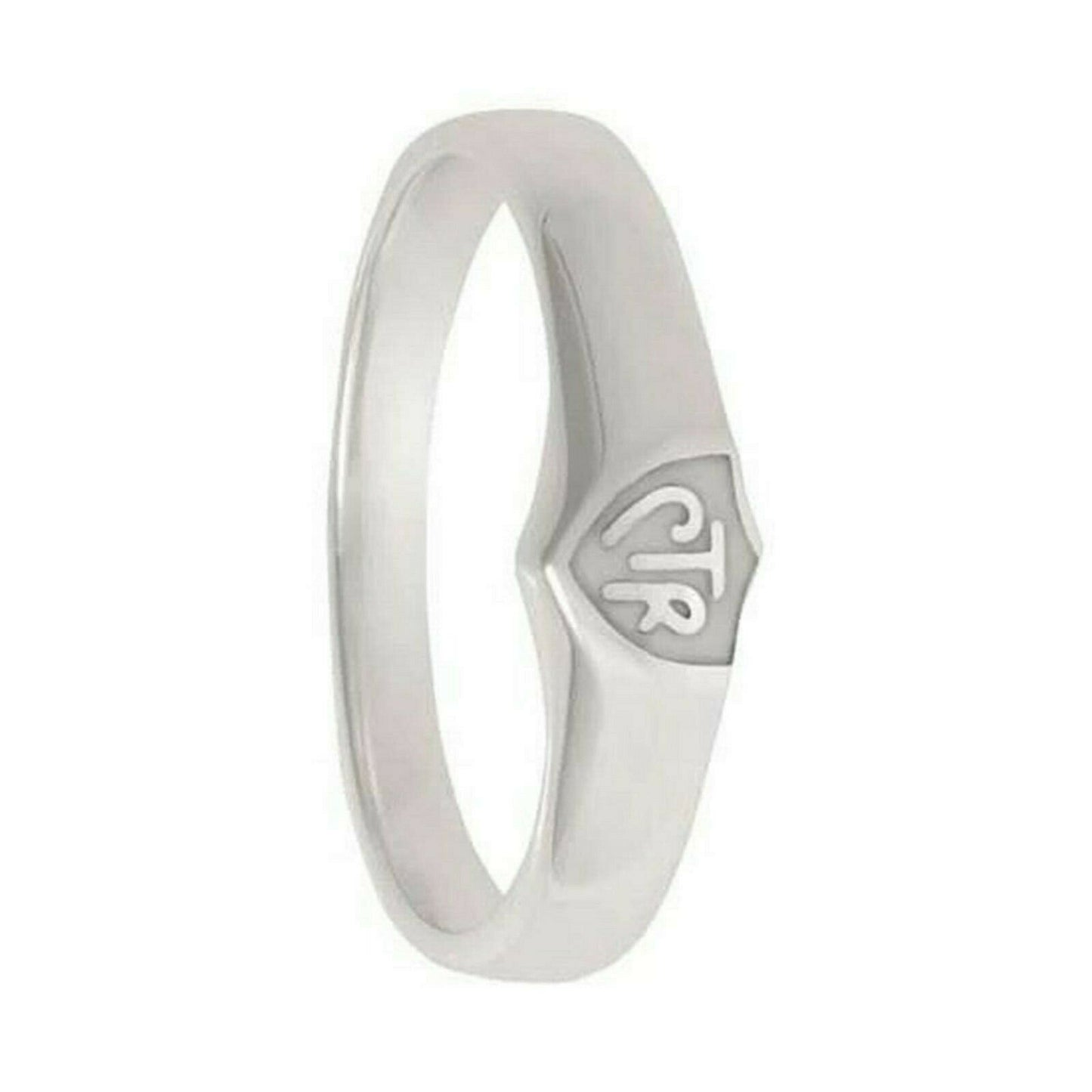 J56W Mormon LDS Unisex CTR Ring Sterling White Silver Stainless One Moment in Time
