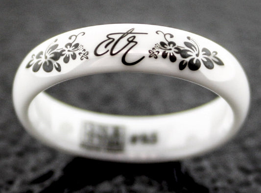 Heavenly Flower White Diamond Ceramic CTR Ring