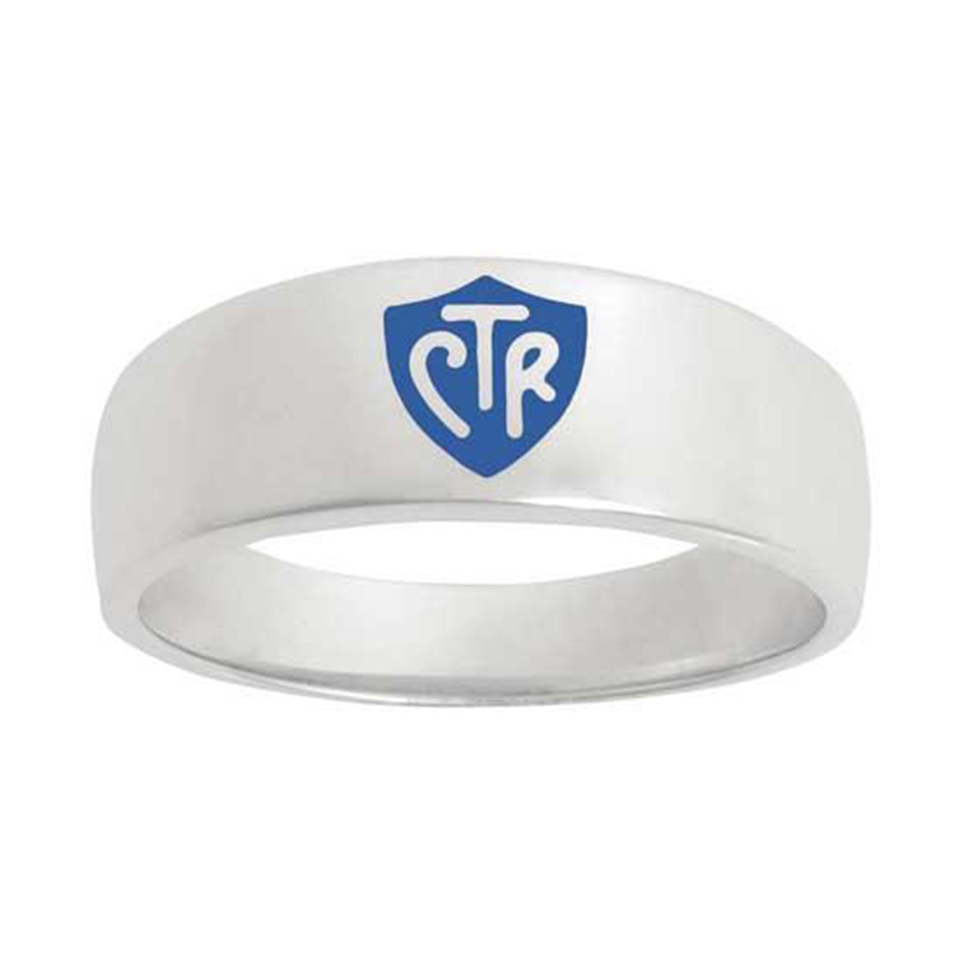 J57B Band Blue CTR Sterling Silver Ring Mormon LDS RWH One Moment In Time