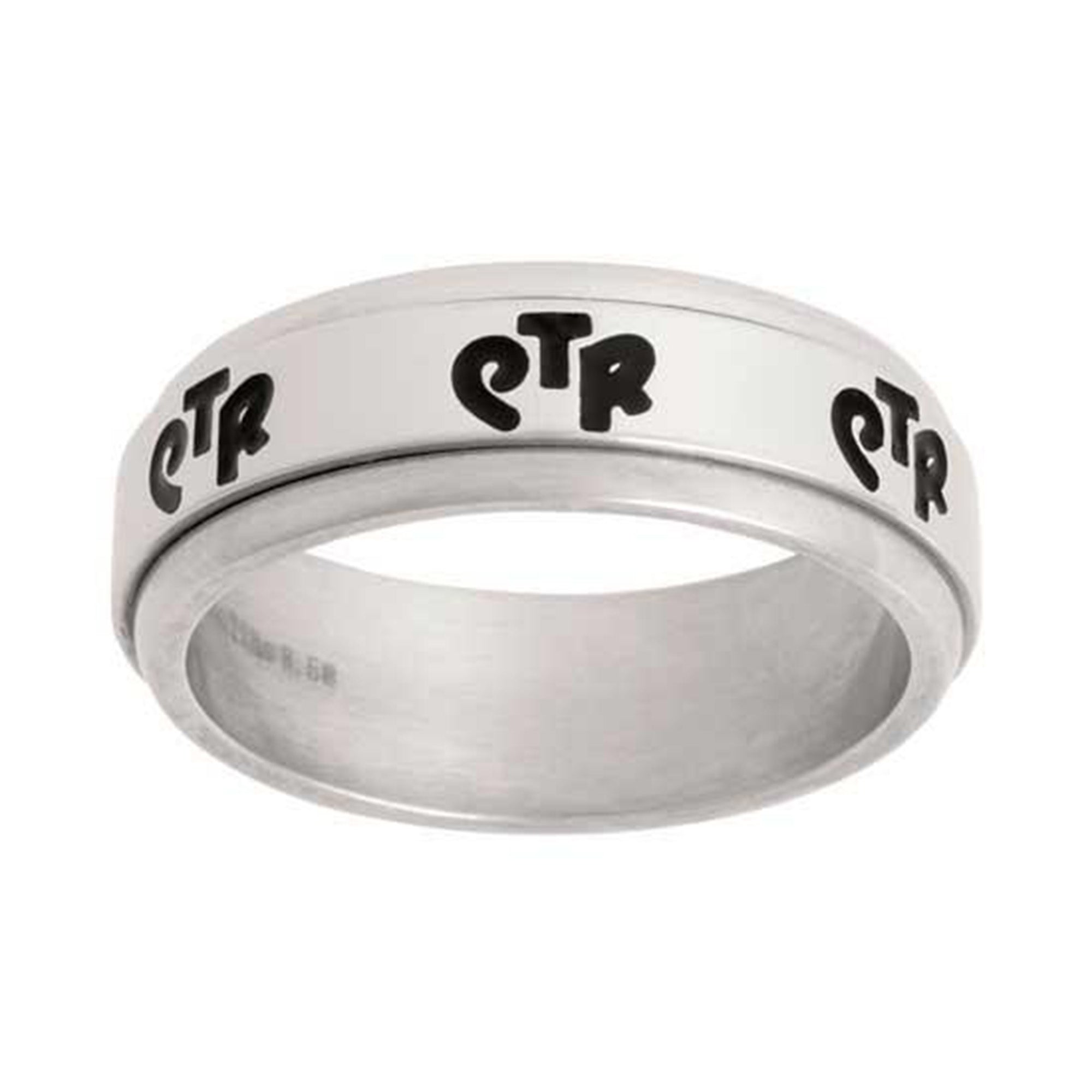 J59N Mormon LDS Unisex CTR Ring Spinner Narrow Handmade Stainless Stee ...