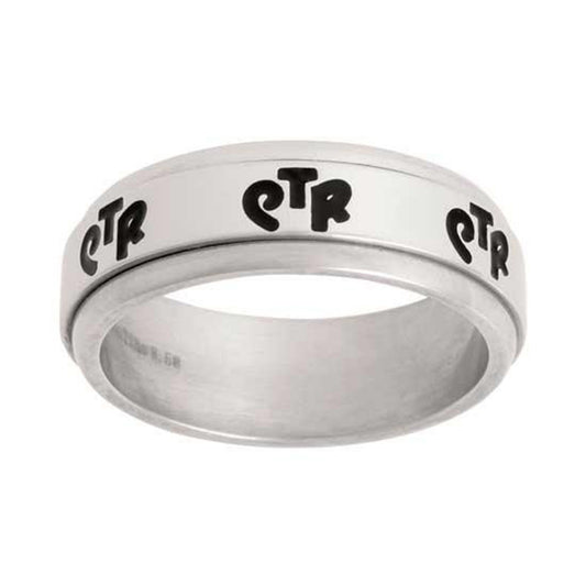 J59N CTR Ring Spinner Shiny Narrow Handmade Stainless Steel One Moment In Time