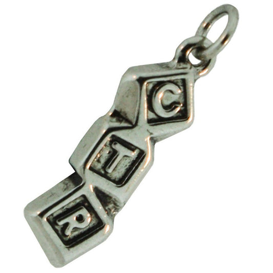 J96S CTR Block Charm Silver Tone Handmade 
