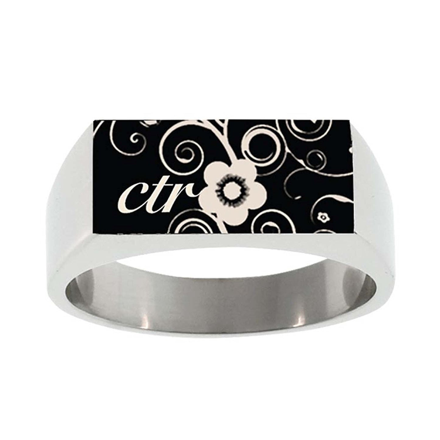 J138 CTR Ring Blossom Square Top Stainless Steel