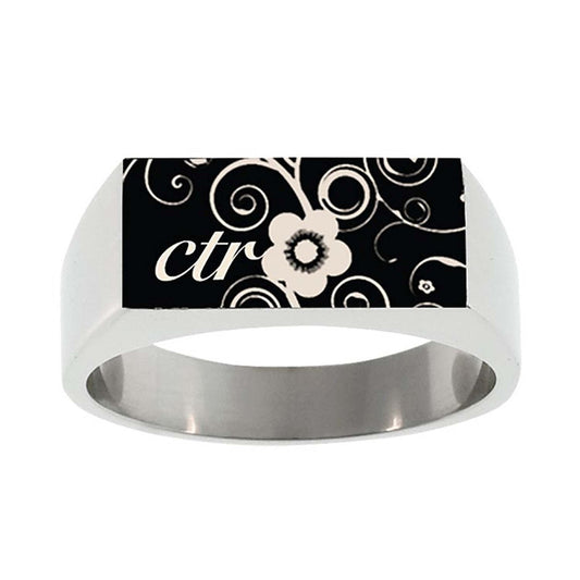 J138 CTR Ring Blossom Square Top Stainless Steel
