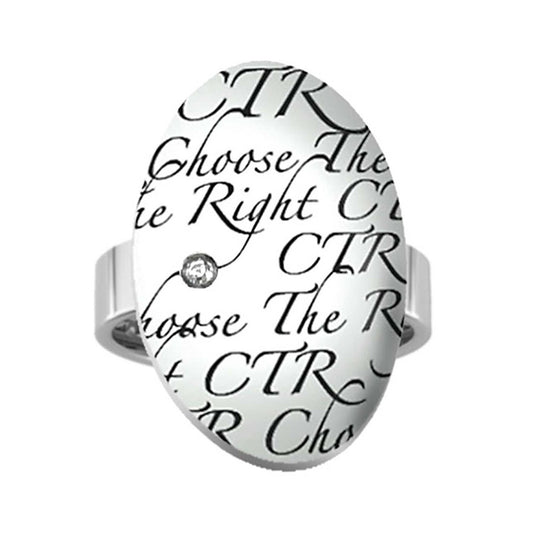 J135 CTR Ring Stainless Steel w/Cubic zirconium Script 